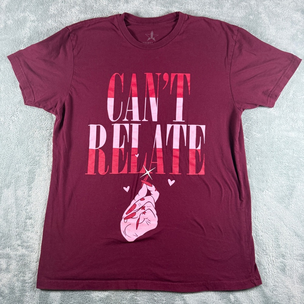 Jeffree Star Cosmetics Cant Relate Graphic Tee Maroon Burgundy Mens Large‎ L